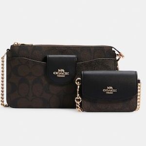 NWT - Coach Poppy Crossbody With Card Case In Signature Canvas